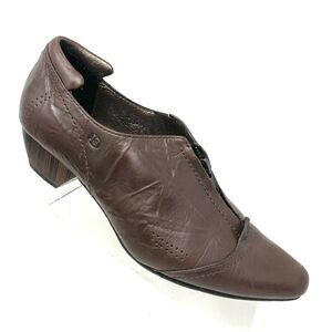 Josef Seibel 37 Womens US 6.5 Granny Pilgrim Heel Brown Leather Zip Comfort Shoe